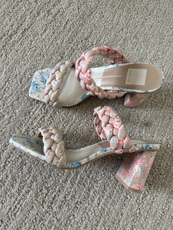 Dolce Vita Shoes - Dolce Vita Pink Floral Braided Block Heel Sandals